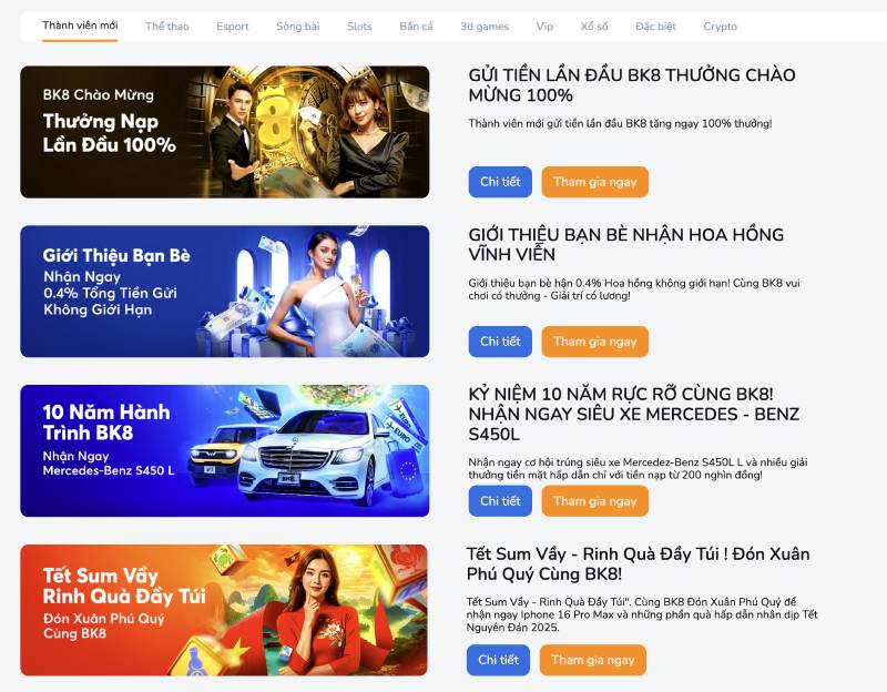 Chương Trình Khuyến Mãi Hấp Dẫn Tại BK8