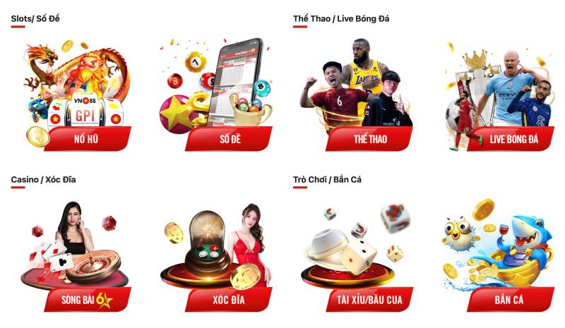 Hệ Thống Sản Phẩm Đa Dạng Tại VN88