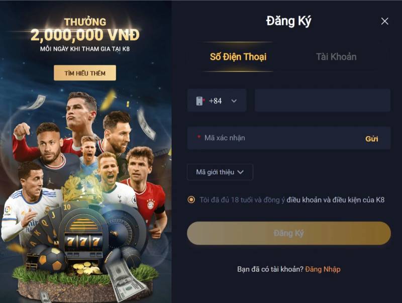 K8 Tặng 100K Đăng Ký - Cơ Hội Làm Giàu Free Cho Newbie 3 Hướng Dẫn Đăng Ký Nhận 100K Tại K8